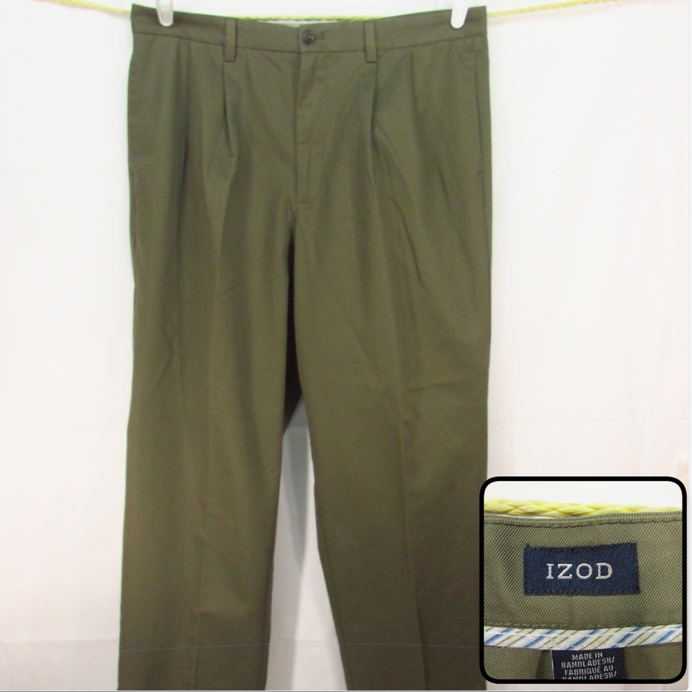 Izod Mens Casual Chino Taupe Khaki Pants Sz 38/32